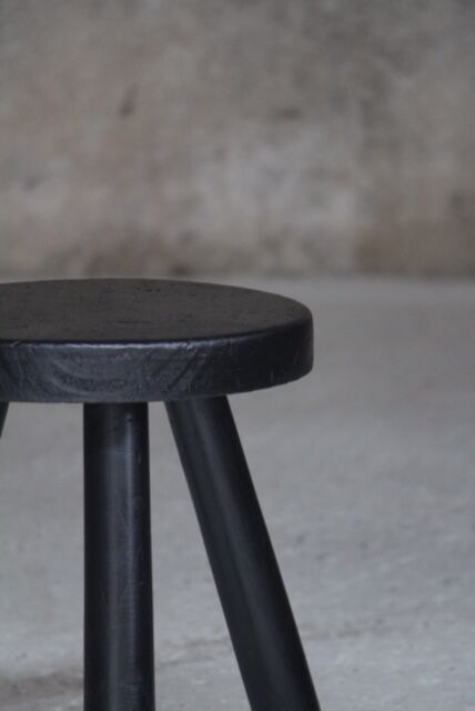 Tabouret de "berger" massive pine France 1960