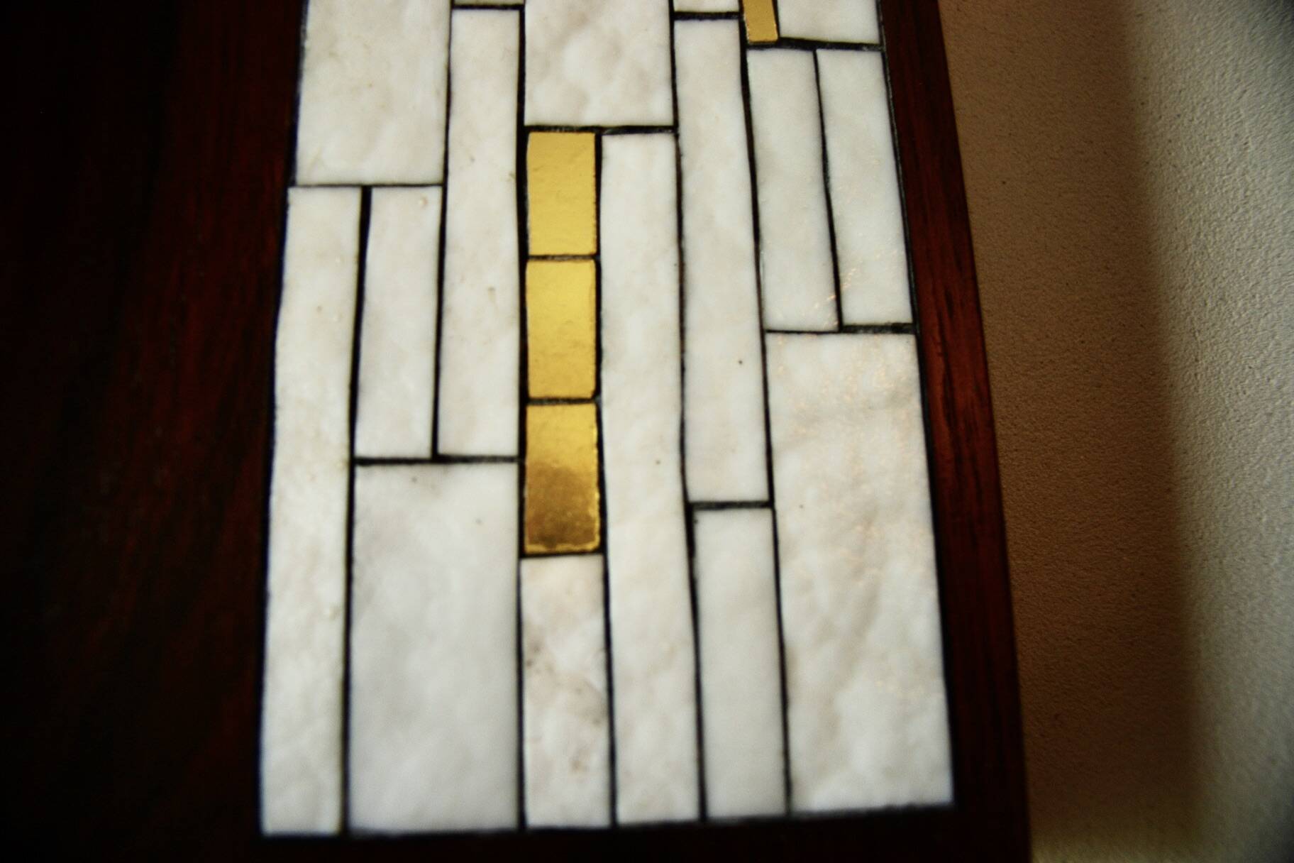Vintage rosewood and ceramic mirror by berthold muller 1950