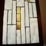 Vintage rosewood and ceramic mirror by berthold muller 1950