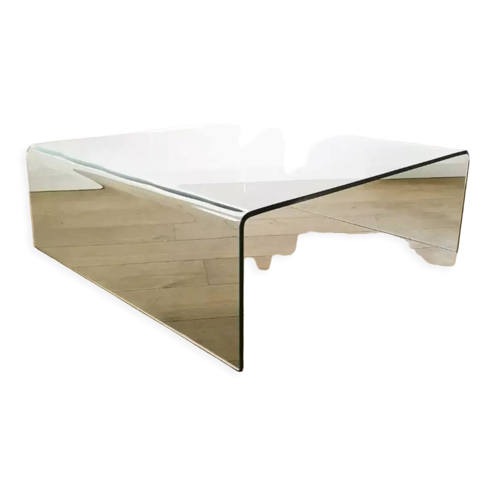 Square molded glass coffee table