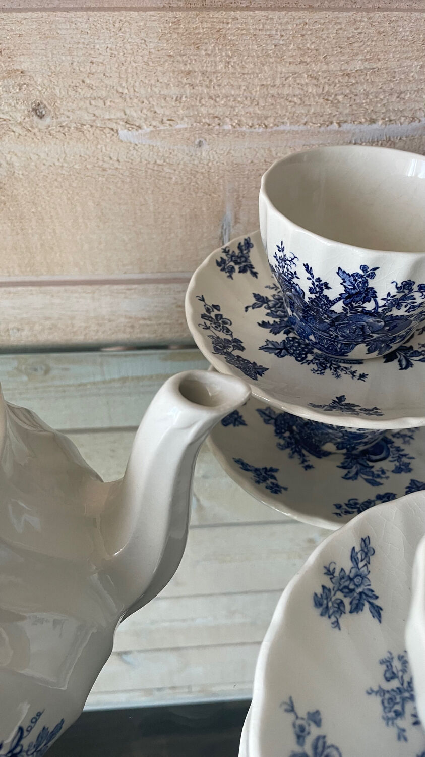 Vintage blue tea/coffee service Bountiful Design by Myott