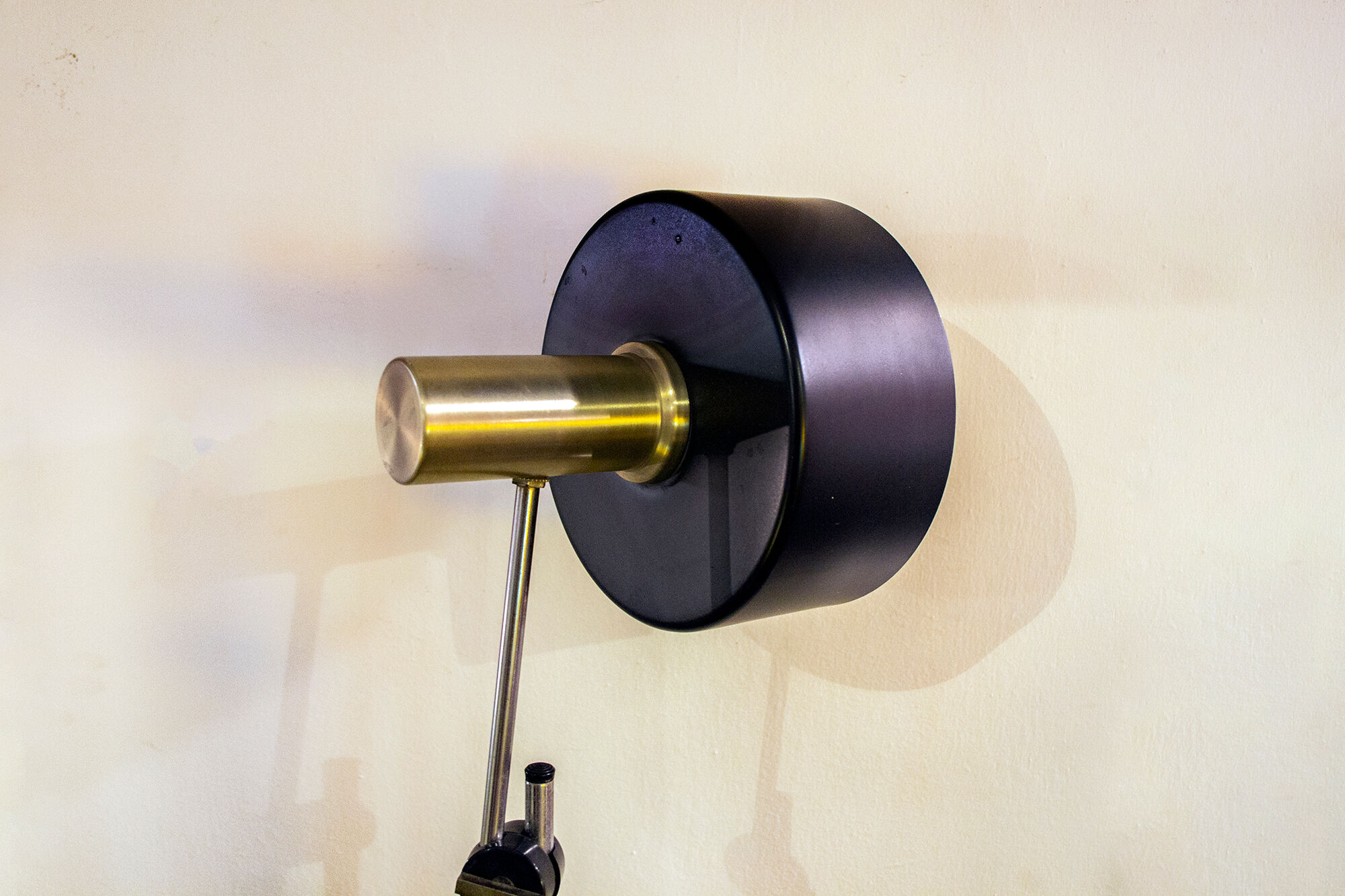 Directional lamp in golden, chromed, marble metal. Italy 60s