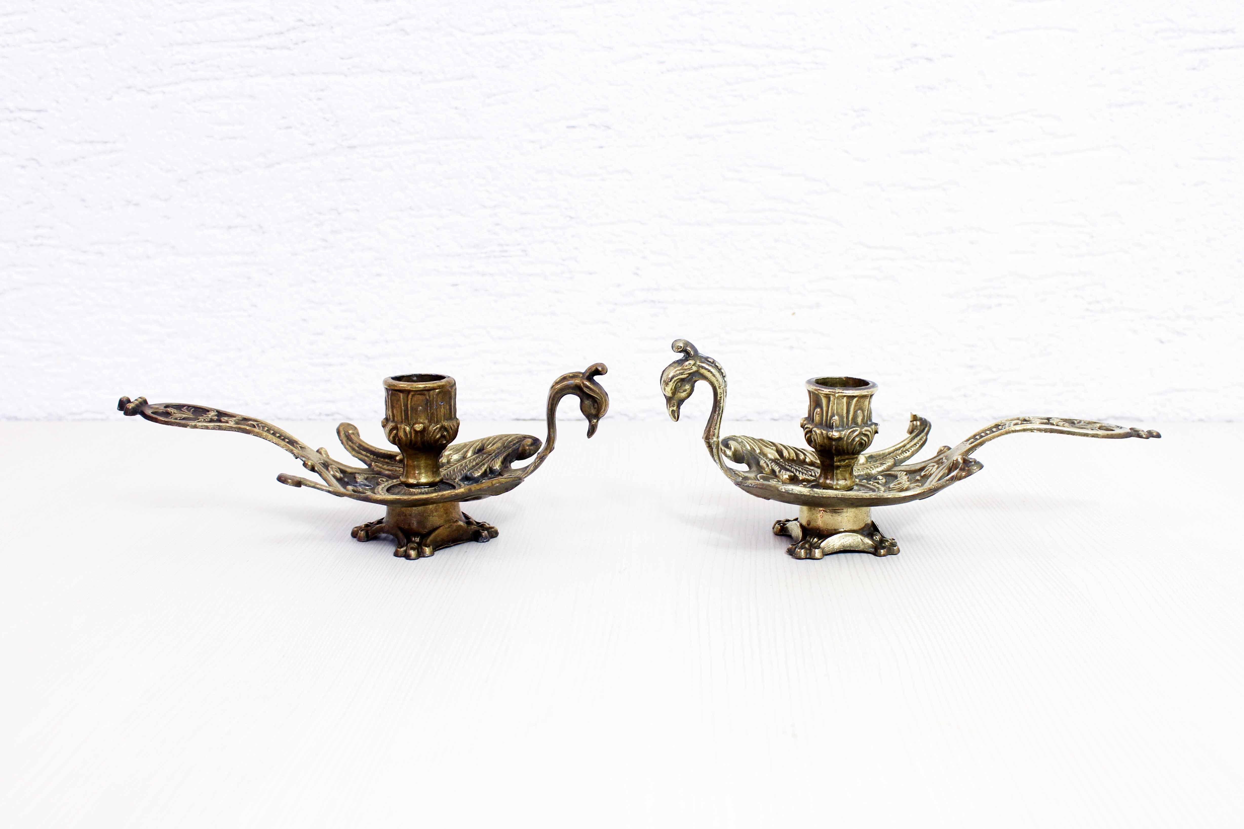Art Nouveau "bird" candlestick in brass or bronze