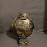 Sculpture Vase Ceramic Contemporary Art Raku Firing Wabi Sabi Eye