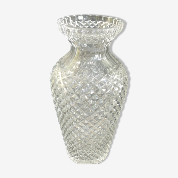 Large baluster vase in cut crystal