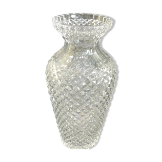 Large baluster vase in cut crystal