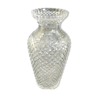 Vase balustre en cristal taillé