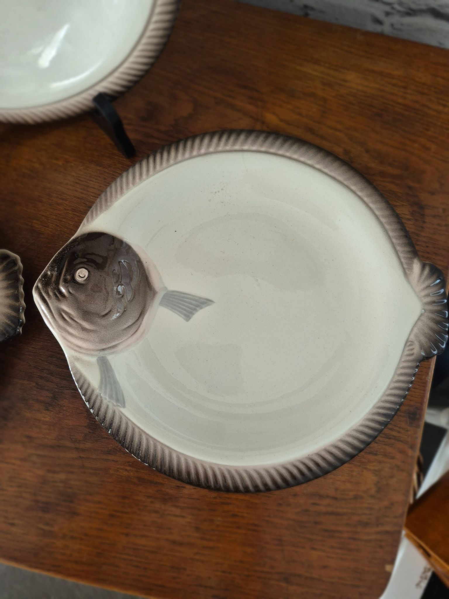 3 assiettes à poisson Longwy Copenhague vintage