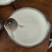 3 assiettes à poisson Longwy Copenhague vintage