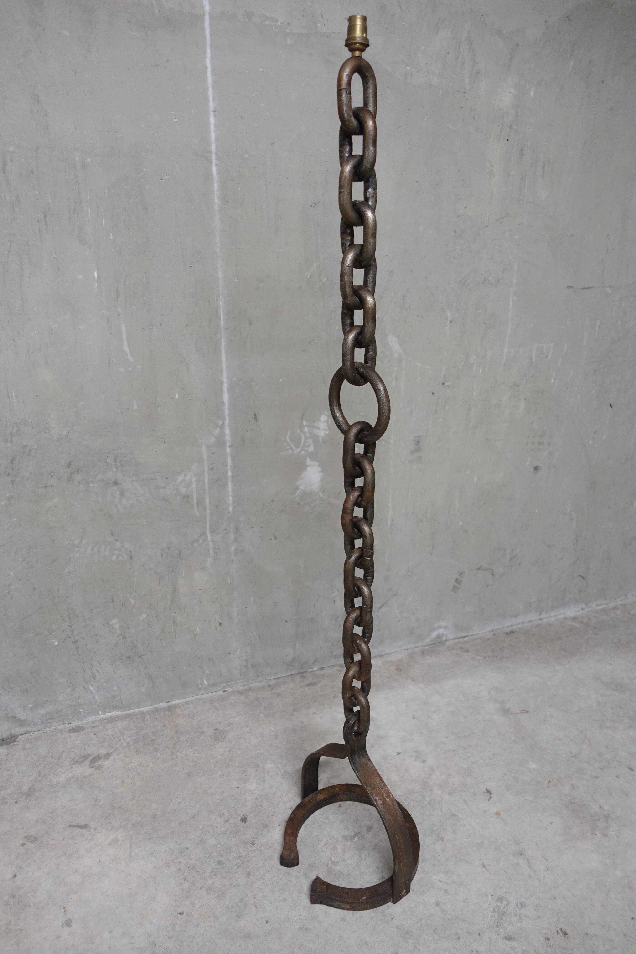Brutalist wrought iron chain floor lamp 1960s