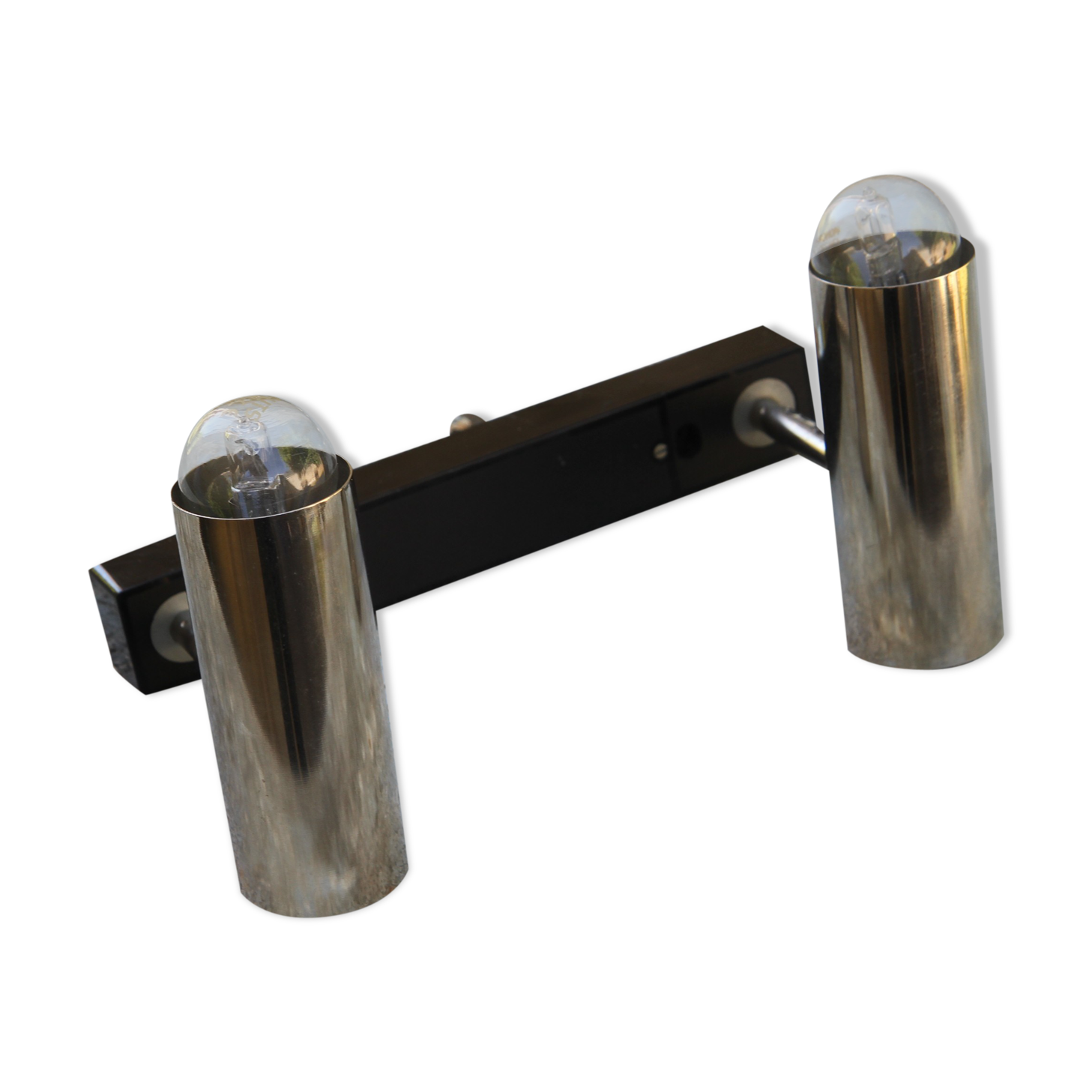 Wall sconce with two chrome lights from the 70s