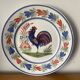HB Quimper rooster plate hand painted earthenware France 1980 signed on the back.