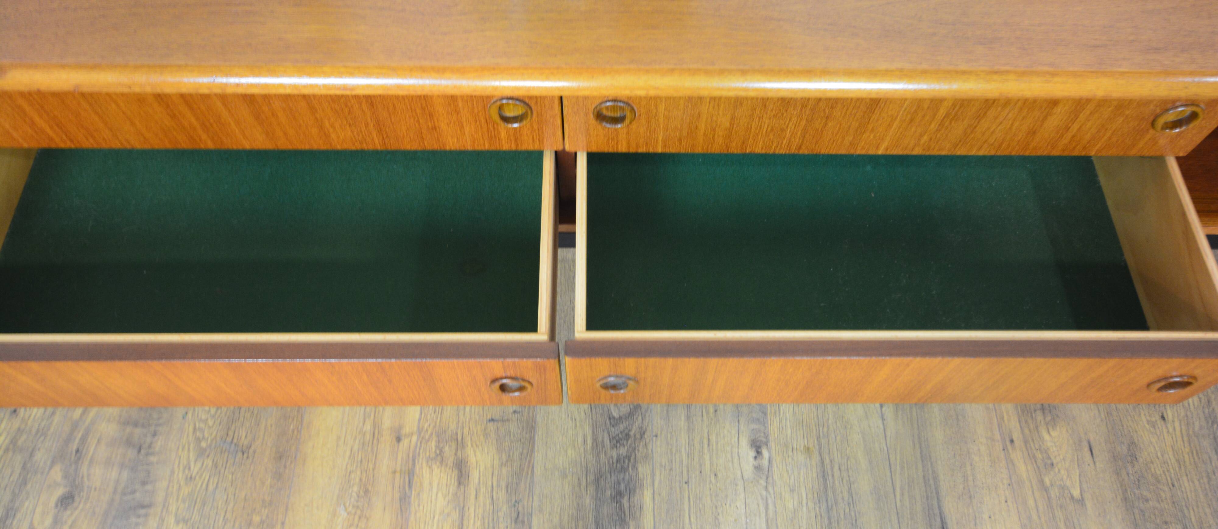 Low Scandinavian teak sideboard Metal