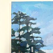 Huile sur toile côte rocheuse sous un ciel d’orage