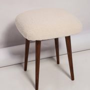 Set of two mid-century modern light beige boucle stools, Europe, 1960s.
