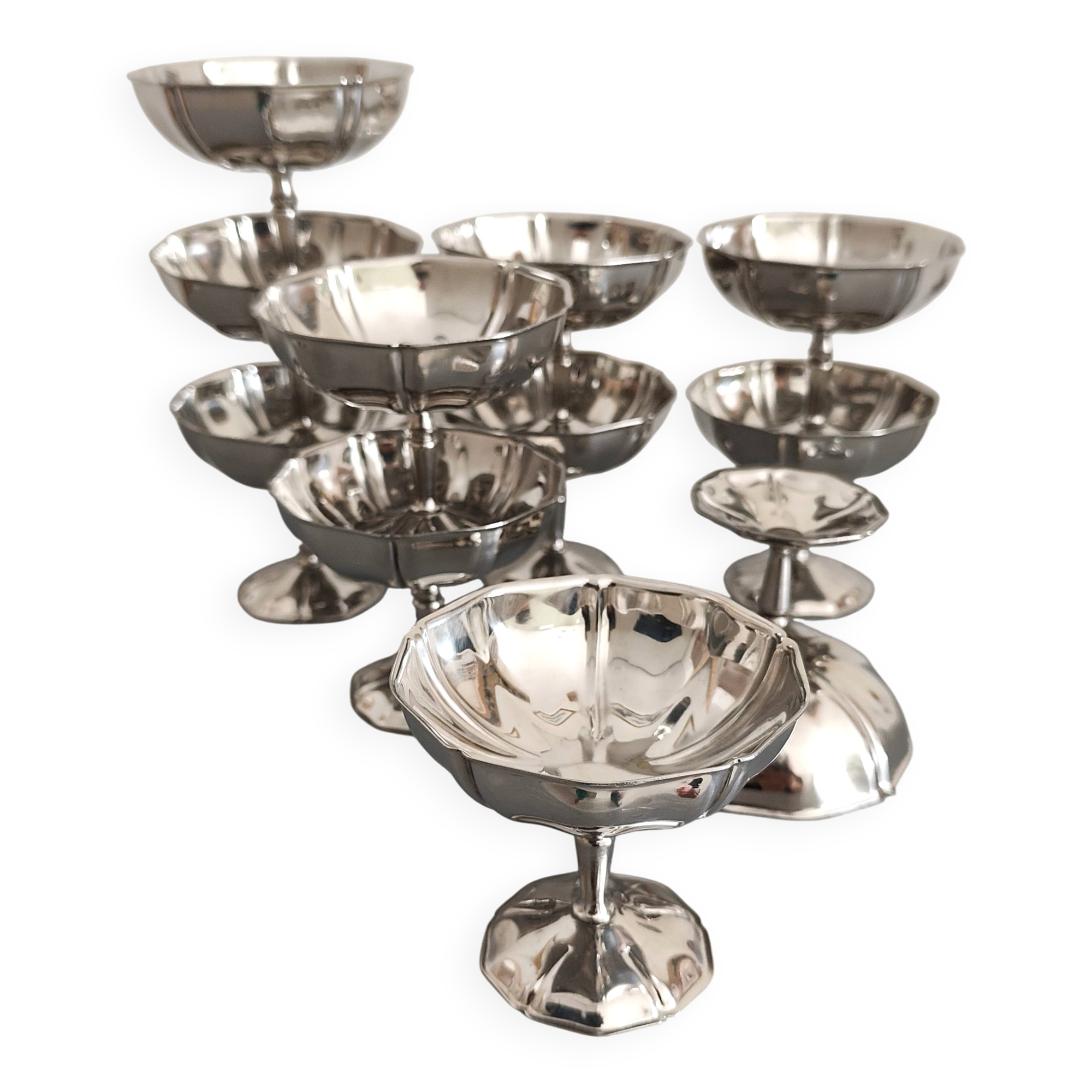 Lot de 11 coupes à glace années 60
