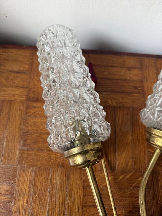 1960s Tulip wall sconce in brass and glass