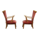 Set of Two Vintage Armchairs with Oak Frames