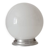 Plafonnier vintage Opaline et aluminium années 50