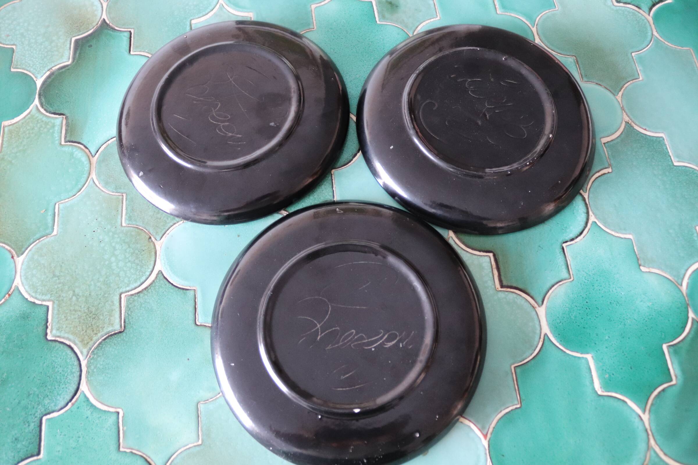 Three dessert plates signed Le Brescon Vallauris 60's