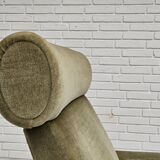 1970s, Danish armchair, original condition, furniture velour, woven wool fabric, teakwood.