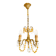 Small vintage brass chandelier with amber crystal pendants.