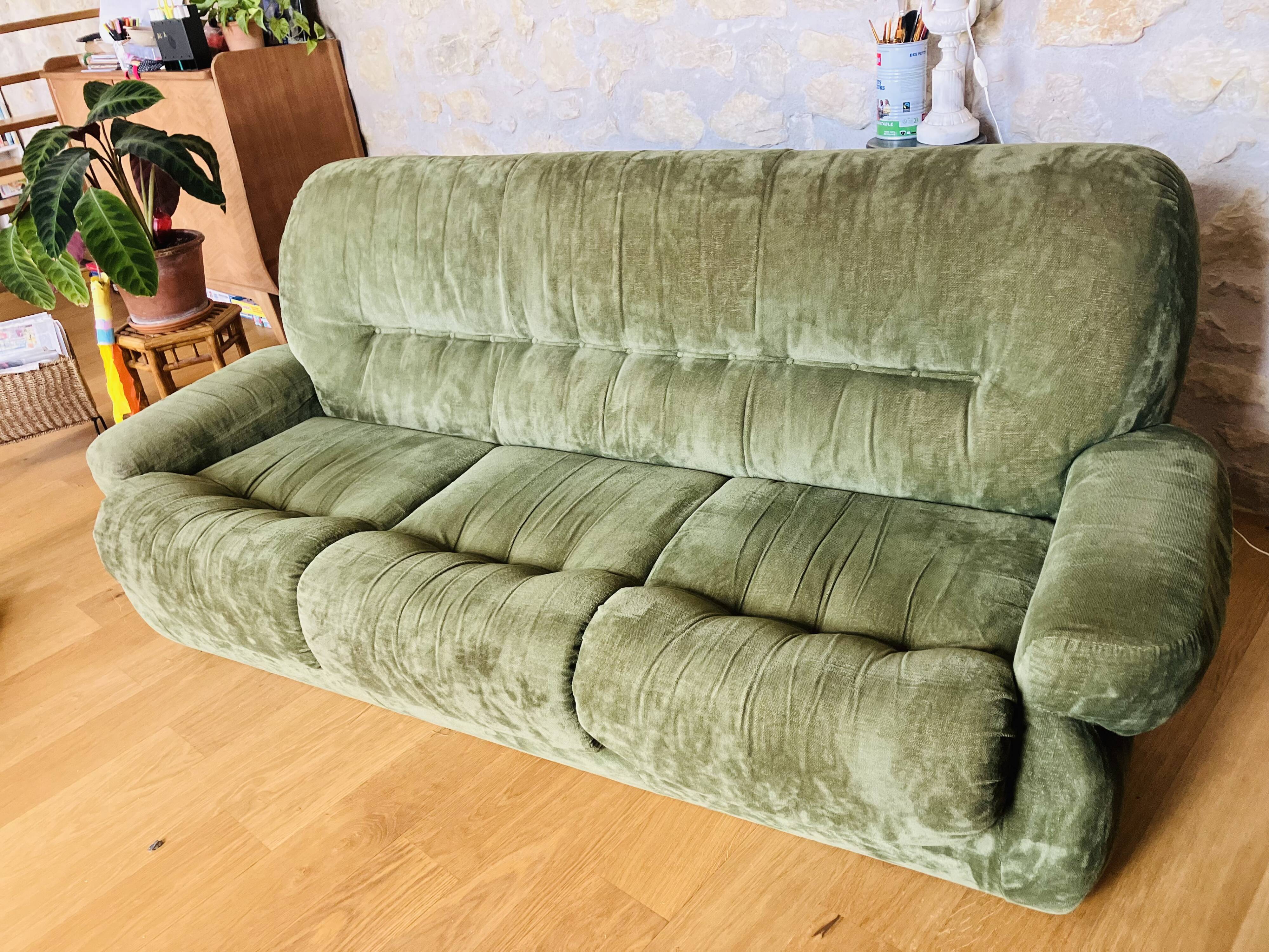 Canapé vert vintage