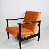 Fauteuil lounge GFM-142 en velours orange attribué à Edmund Homa, années 1970