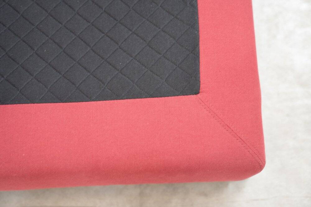 Vintage 1980s Eileen Gray Red Fabric and Metal Daybed