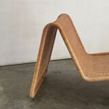 Chaise longue en rotin P3 Tito Agnioli bonacina Années 70 Réédité par Ikea