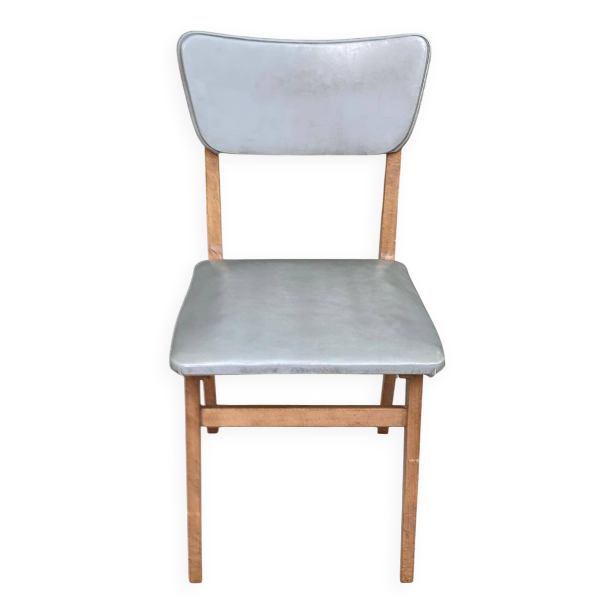 Scandinavian office chair in solid wood and gray skai leather