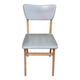 Scandinavian office chair in solid wood and gray skai leather