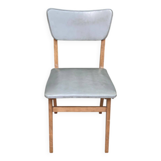 Scandinavian office chair in solid wood and gray skai leather