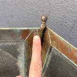 Antique fireplace screen in copper and brass from the 19th century.