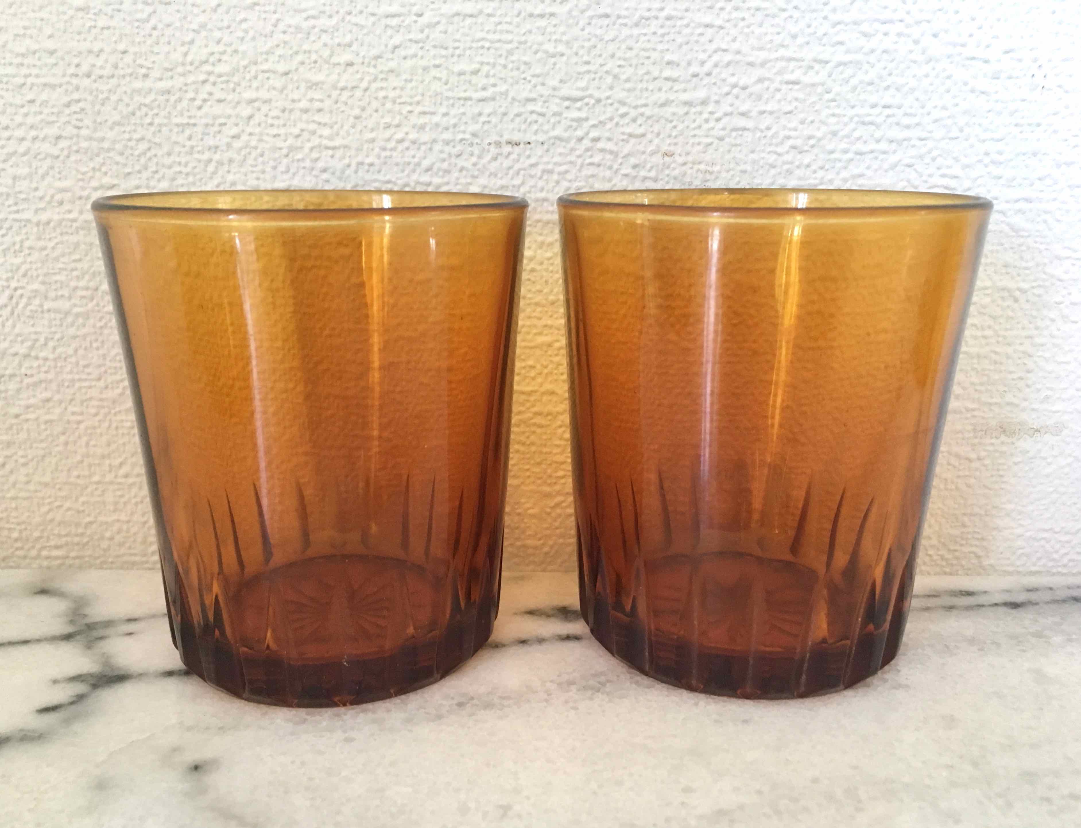 Lot de 6 verres à eau vintage ambre