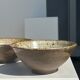 Duo of ceramic bowls interior glazed exterior matt raw earth