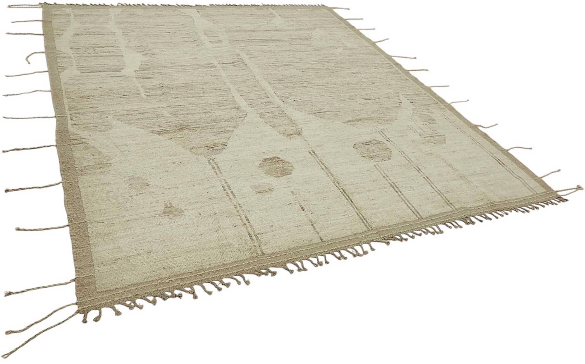 Hand-Knotted Turkish Contemporary 253 cm x 307 cm Beige Wool Carpet