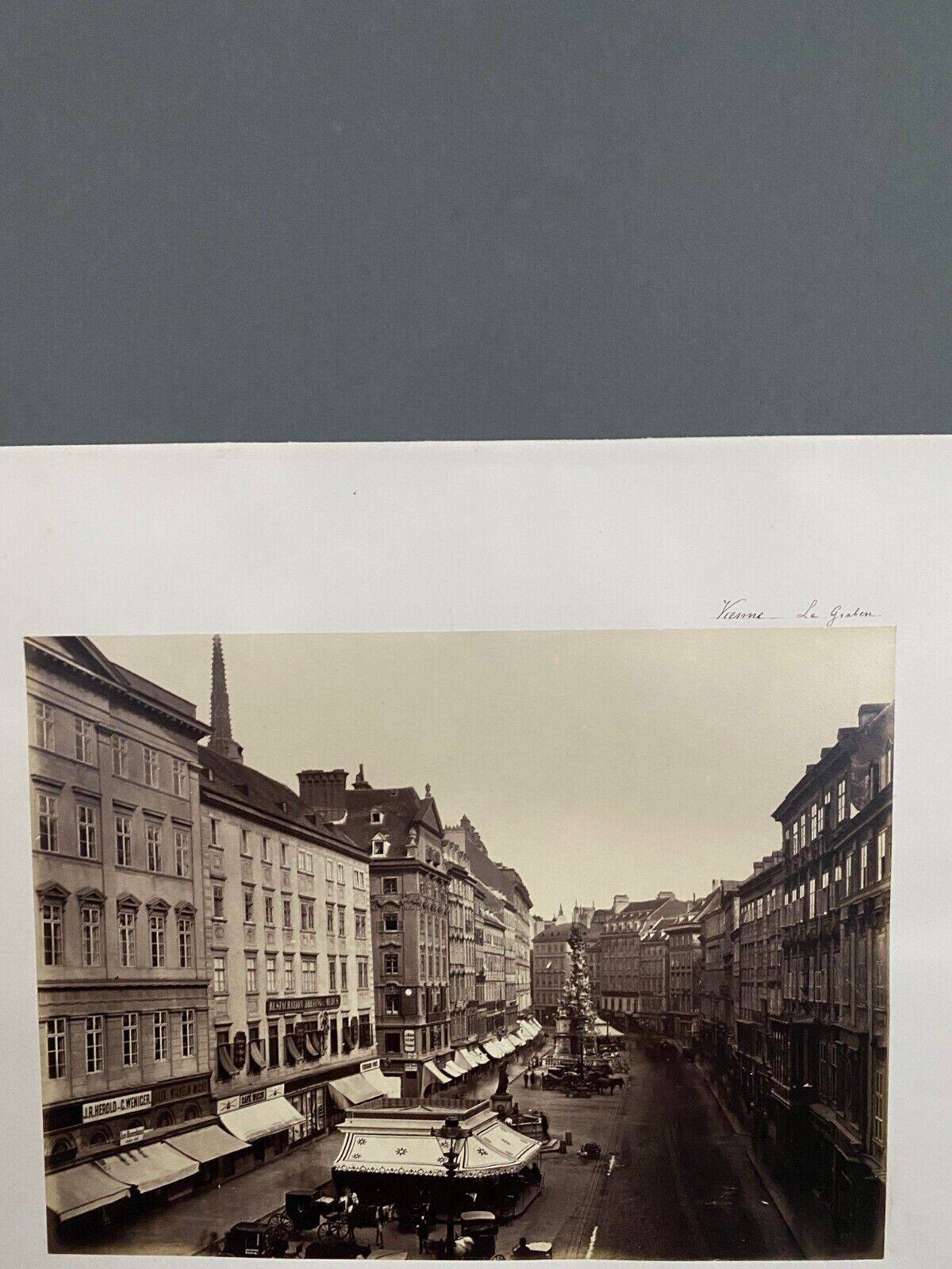 Photo Vienna - Le Graben 19th century albumen laminated cardboard