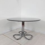 Table 70s, chrome and crystal metal, cobra design model by Giotto Stoppino.