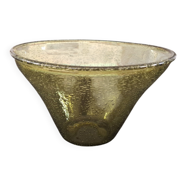 Grand plat saladier en verre souffle biot