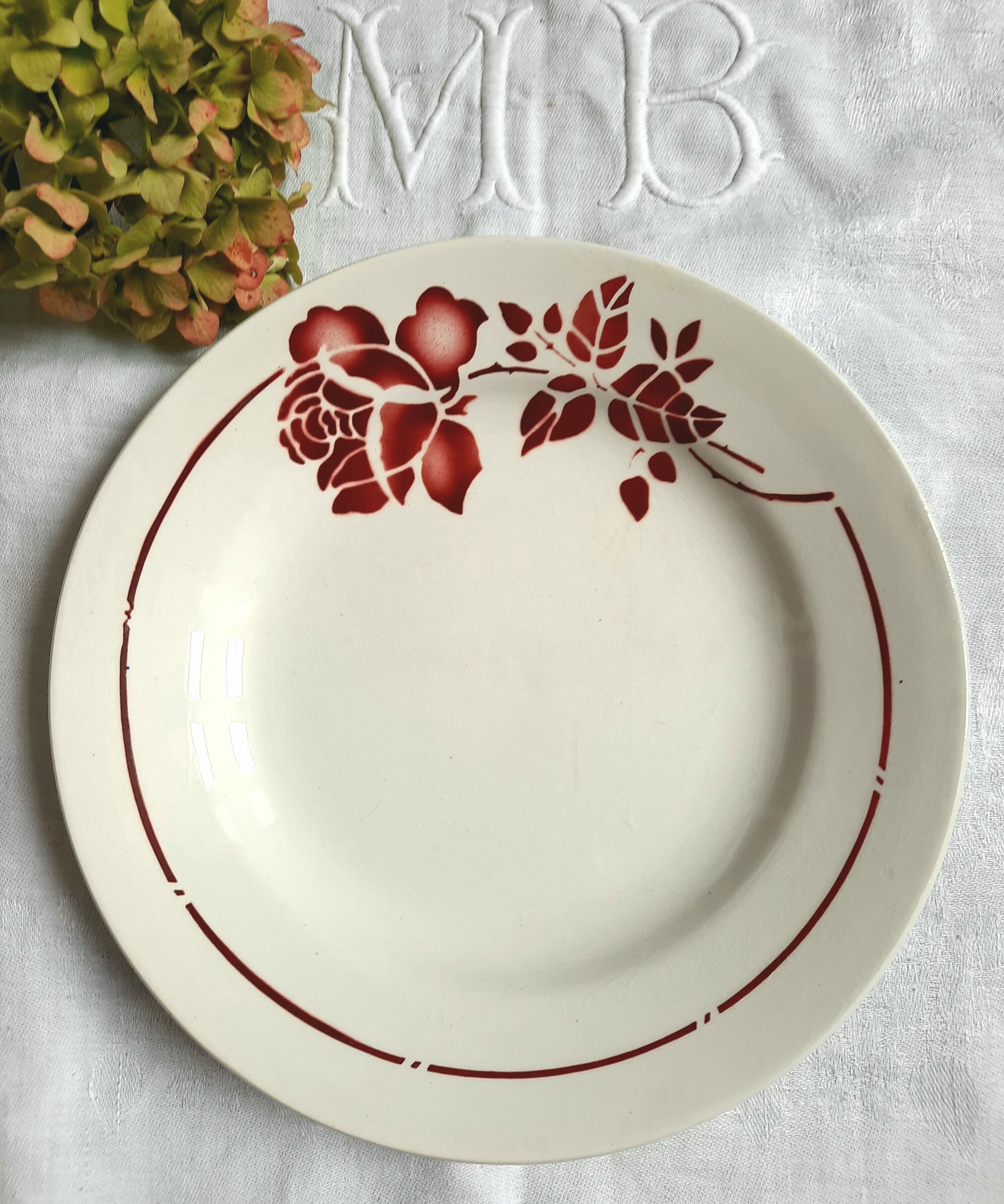 6 old flat plates mismatched in earthenware