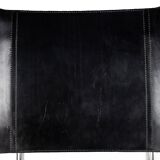 Pair of Matteo Grassi MG5 chairs in black leather and chrome