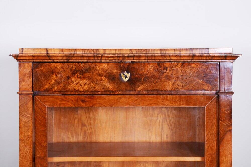 Biedermeier Display Bookcase, Walnut, Czech, 1830s