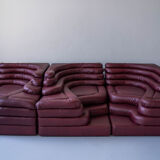 Terrazza Landscapes in Burgundy Leather by Ubald Klug for de Sede, 1970s, Set of 4