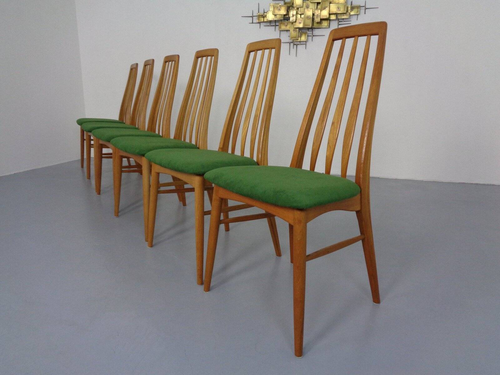 Eva dining chairs in teak by Niels Koeefoed for Hornslet Møbelfabrik, Denmark, 1960s, set of 6.