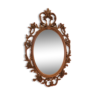 Miroir baroque ancien en résine doré 83x53cm