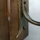 Medieval 2-light chandelier ~ hammered and patinated wrought iron ~ oak ~ 60s ~ France