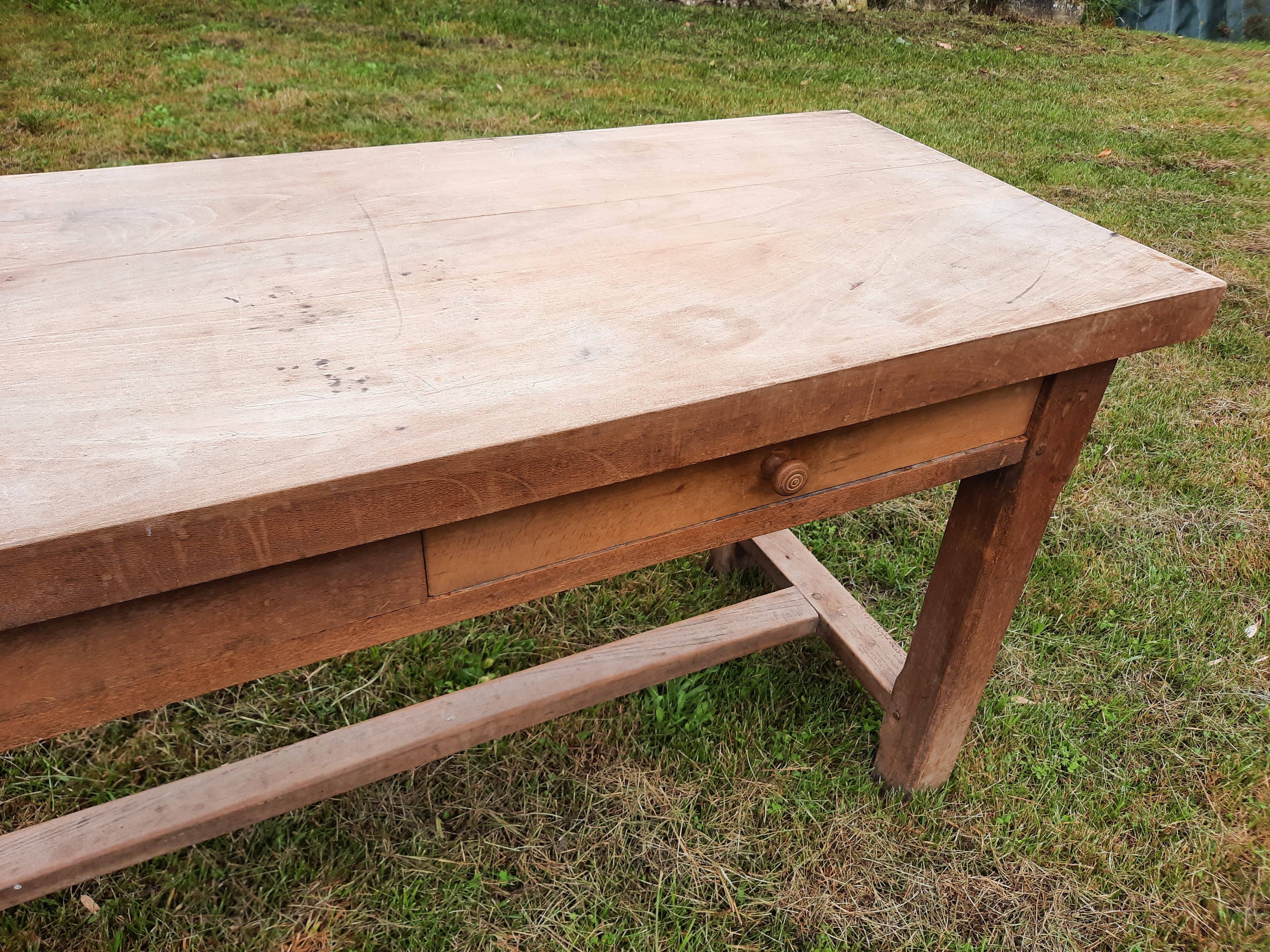 Old beech table solid 6 cutlery