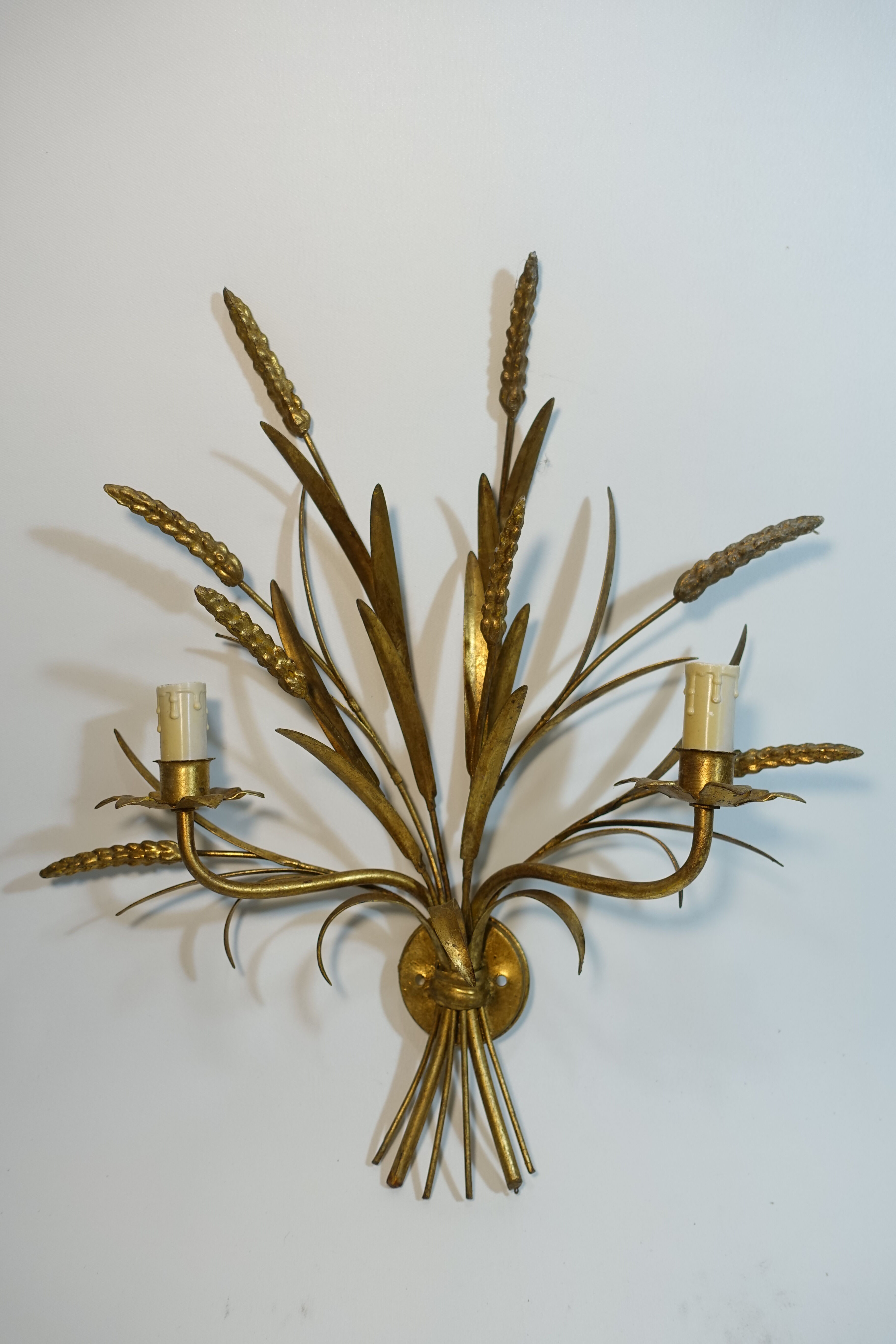 Wall lamp in gilded metal sheaf of wheat 1970s