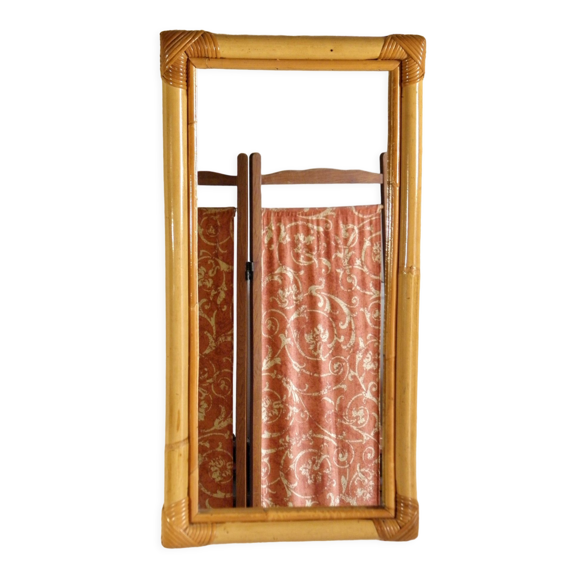 Rattan frame mirror 61 x 31 cm